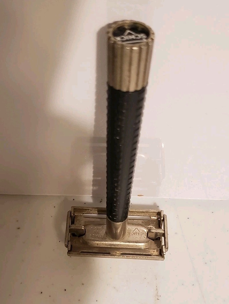 Vintage Schick Krona Safety Razor Black Flared Handle