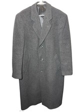 Cashmere Long Trench Overcoat Men's Silver Cloud Coat Italian Wool Nylon Grey
