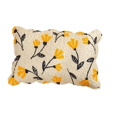 DaDa Bedding Yellow Fleur Floral Garden Botanical Quilted Scalloped Pillow Shams