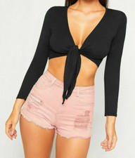 NEW LADIES TIE UP CROP SHRUG WOMENS WRAP OPEN BOLERO CARDIGAN TOP SIZE 8-26 Plus