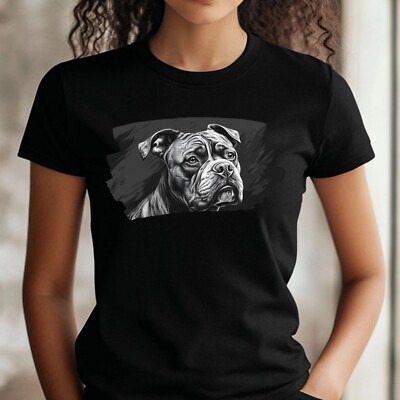 Frauen T-Shirt Amerikanischer Bully-Hund Motiv Baumwolle Größe S bis 3XL