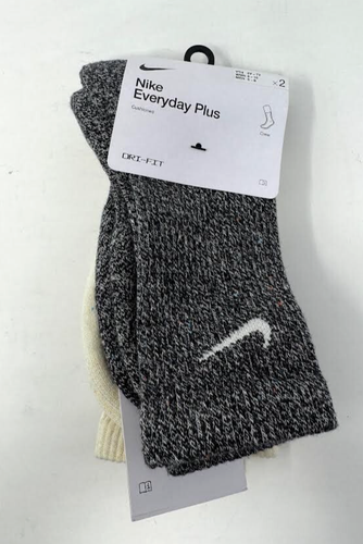 NIKE ' EVERYDAY PLUS CREW SOCKS ' WHITE/BLACK ' W 6-10, Y 5Y-7Y, M 6-8 ' CUSHION