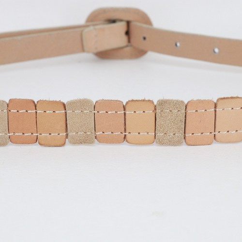 Vtg Leather Belt Women Small Blush Sage Nude Suede Colorblock Buckle Skinny - Picture 6 of 17