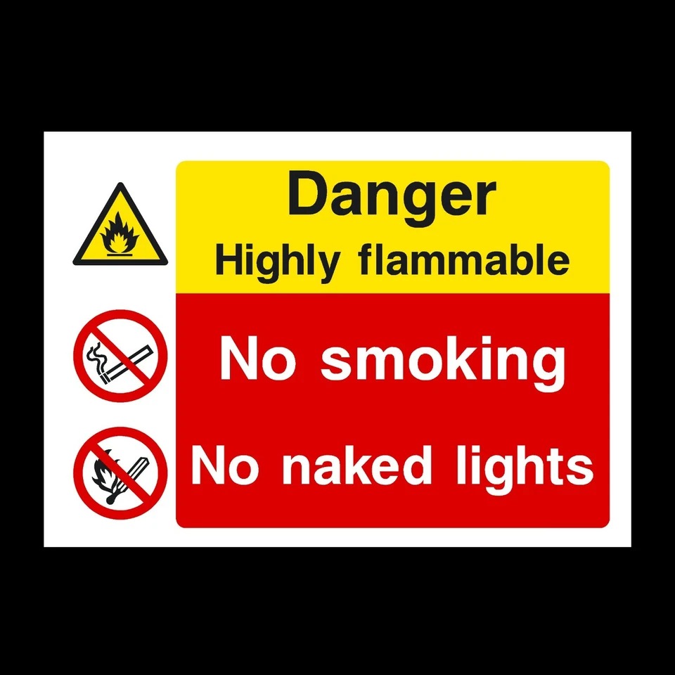 HEALTH&SAFETYDIRECT Highly Flammable Plastic Sign OR Sticker - All Sizes A6 A5 A4 (MP33)
