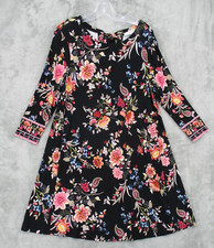 Ann Taylor Loft Dress Medium Floral Stretch Knit Shift A Line Tie Cottage Career