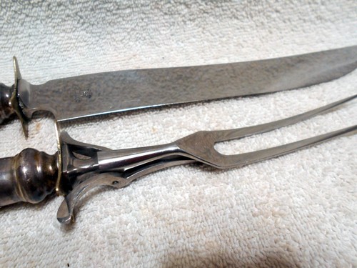 VTG Antique J. A. Henckels Germany Sterling Silver Meat Carving Set Knife Fork - Picture 3 of 7