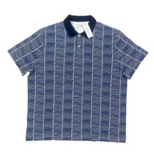 NEW Lacoste Big  Tall Short Sleeve Golf Mens Polo Shirt Blue White Striped NWT