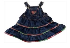 Oshkosh B'gosh Denim Overall heart plaid jean skirt 6 Months Girls