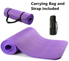 Purple All Purpose Exercise Mat Thick Non Slip Gym Yoga Pilate Fitness Bag Strap