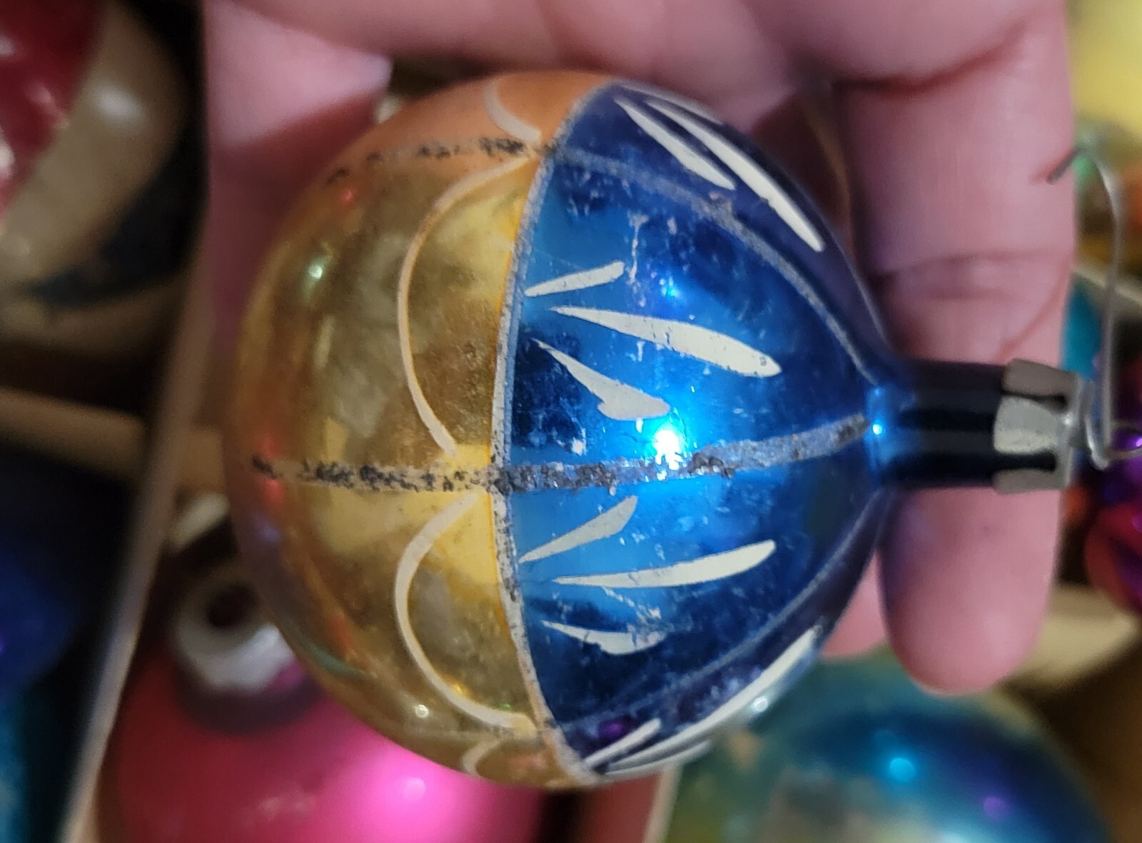 Shiny Brite Ombre Pinks Blues Glass Christmas Tree Ornaments Vintage