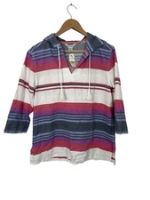 TOMMY BAHAMA Sunset Stripe Over The Head Womens Tunic Hoodie Multicolor Medium