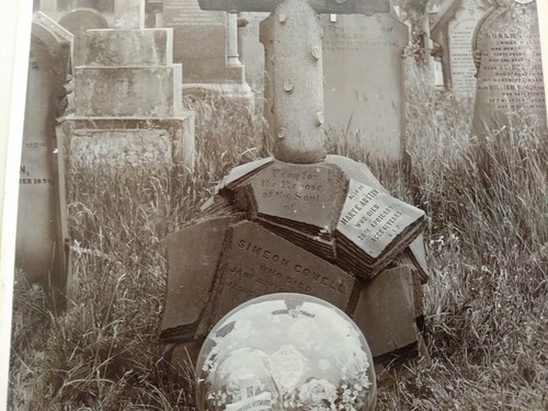 Tombstone Gravestone Cemetery Seaforth England Cabinet Card Photo Simeon Cowell - Picture 3 of 6