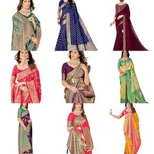 Women's Cotton Banarasi Silk Saree for Women With Unstitched Blouse Piece
