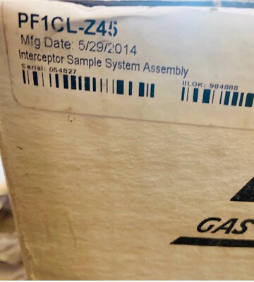 PGI Interceptor Gas Sampling System Model: PF1CL-Z45, 50 to 90 PSI. New in Box