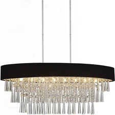 CWI Lighting Franca 8 Light Drum Shade Linear Chandelier Black & Chrome Finish