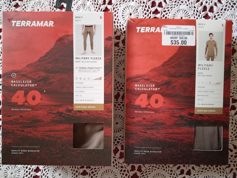 (1) Terramar Men's Small Fleece Military Brown Crew and Pants