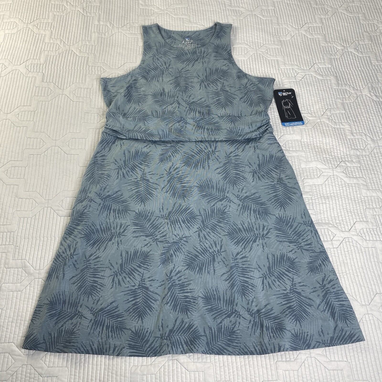 KUHL Skyla Dress Sz XL Eucalyptus Blue Green NWT SPF 30 Cotton Blend Pockets