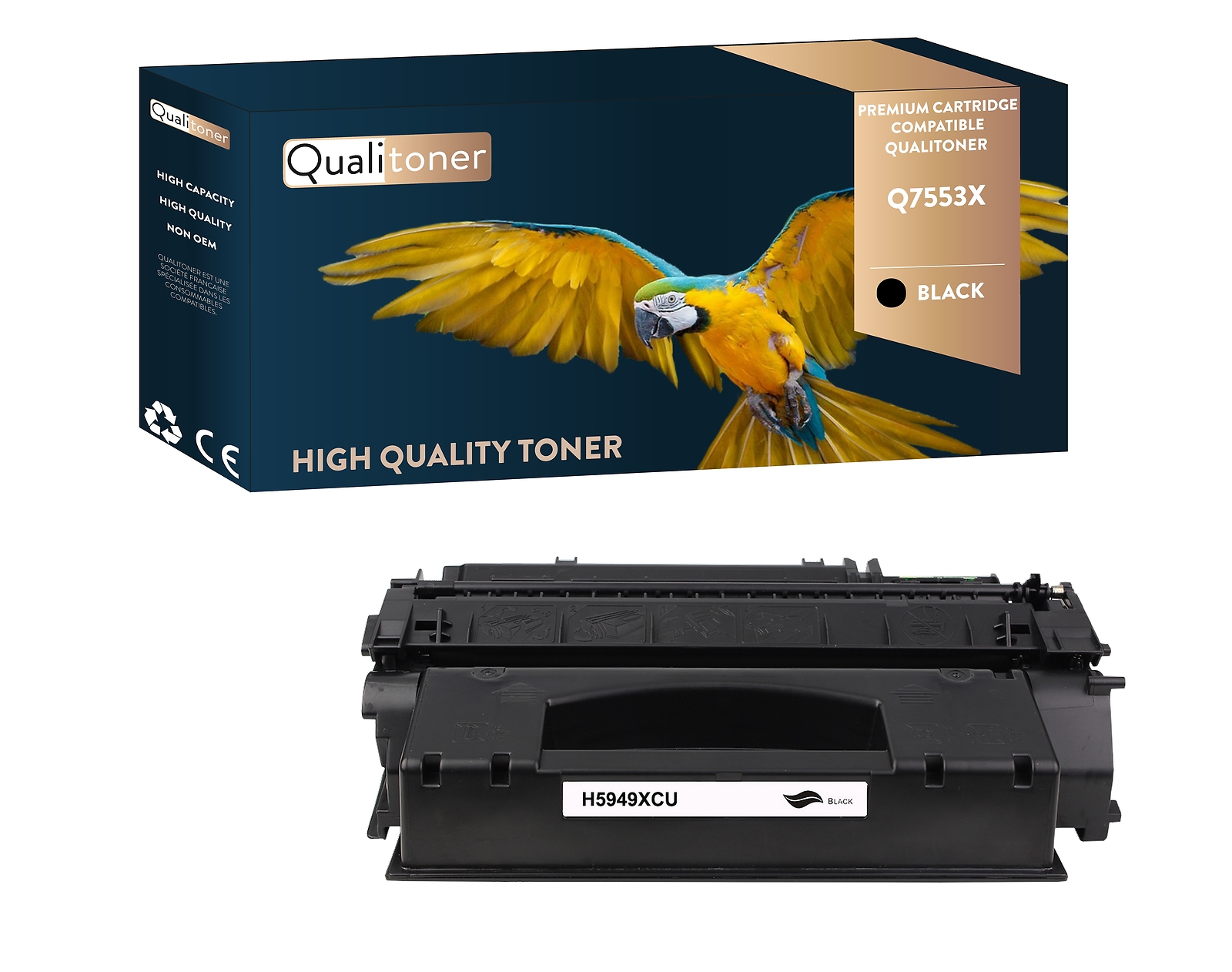 Toner noir HP Q7553X compatible Qualitoner haute précision pour graphiques nets