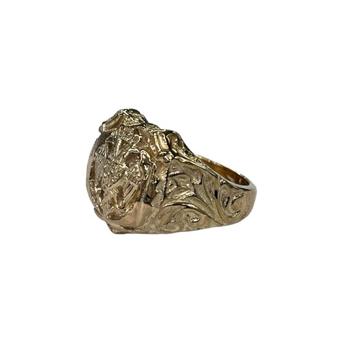 9ct 9K Yellow Gold Kruna Serbian Eagle And Cross Men’s Signet Ring. Size X. New - Picture 2 of 8