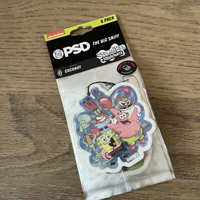 PSD SpongeBob SquarePants 6pk Coconut Air Freshener Gary, Mr. Krabs, Sandy NEW