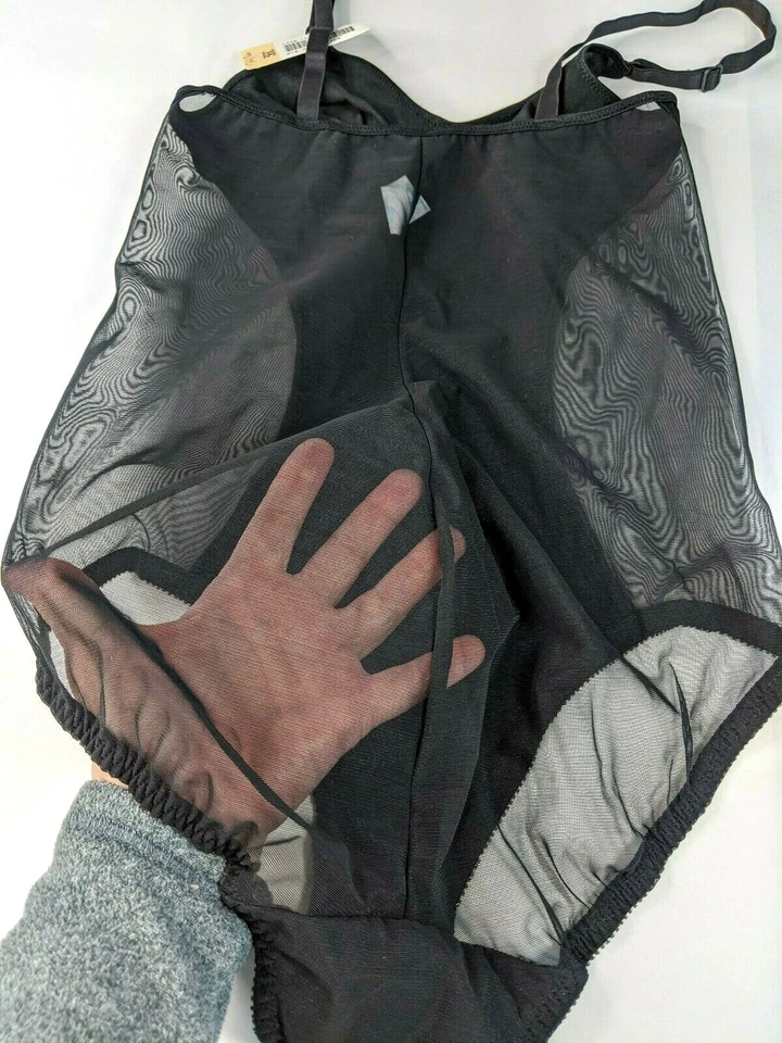 Body lencería vintage Teddy 36C negro transparente nuevo con etiquetas Van Raalte Foto 3 de 4