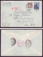 n2736/ Denmark Kbh Reg Cover t/USA 1939 w/Thorvalsen Issue