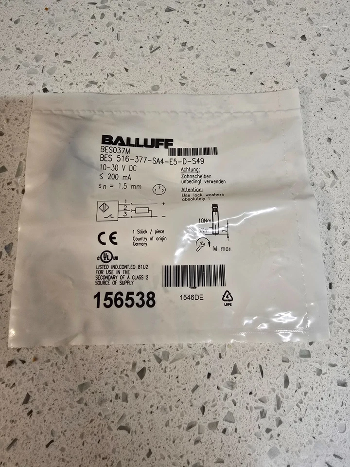 Balluff BES037M Inductive Proximity Sensor BES 516-377-SA4-E5-D-S49 10-30 VDC - Image 3 of 3
