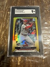 2023 Bowman Chrome Nolan Gorman /75 Yellow Rookie Card SGC 9 St Louis Cardinals. rookie card picture