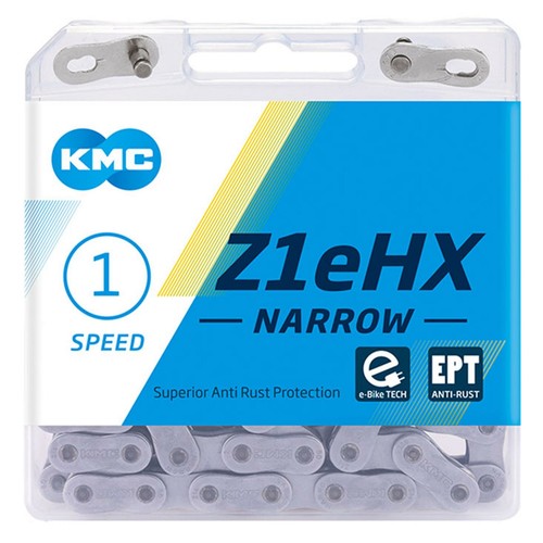 KMC Z1EHX Narrow EPT Anti Rust E-Bike Chain Single Speed 112 Links Dark Silver - Picture 5 of 7
