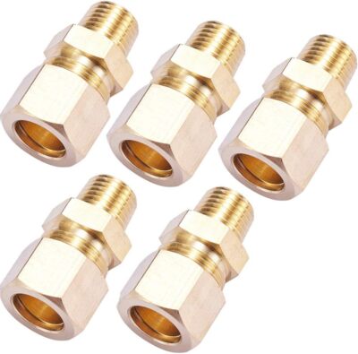 Brass Compression Tube Pipe 1/2'' OD x 1/4'' NPT Male, Copper 