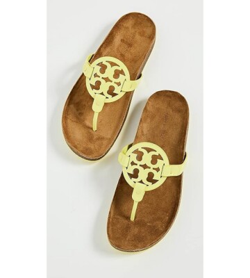 NIB Tory Burch Miller Cloud Leather Sandal Blazing Yellow US 7 7.5