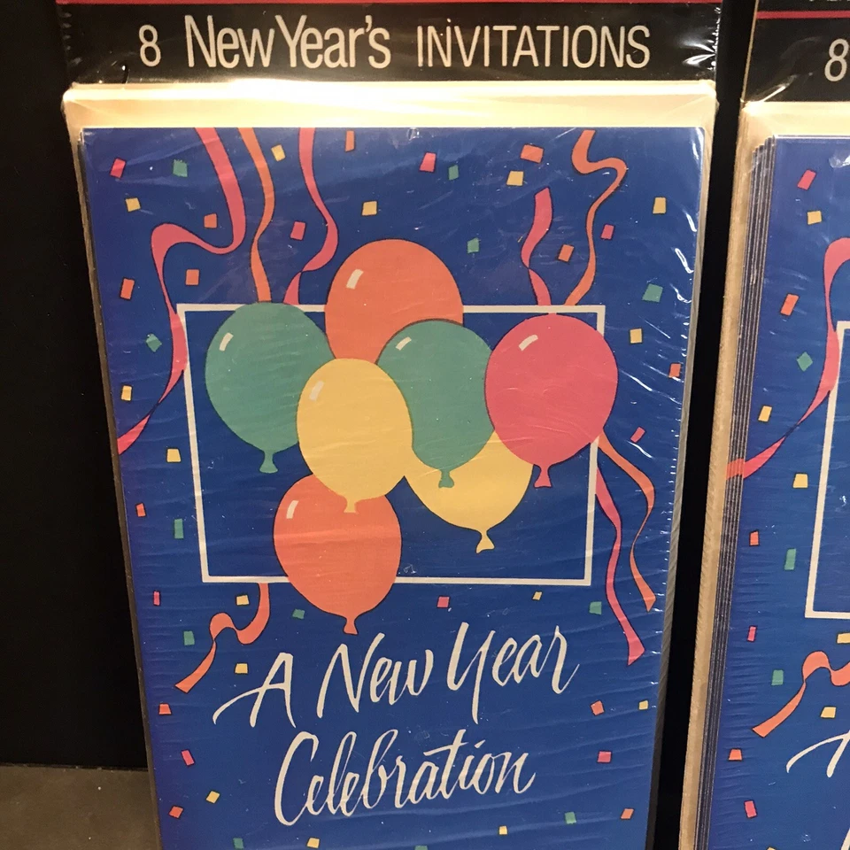 2 Paquetes Invitaciones Año Nuevo Vintage Tarjetas de Felicitación Americanas Estilo Años 80 90 Foto 3 de 4