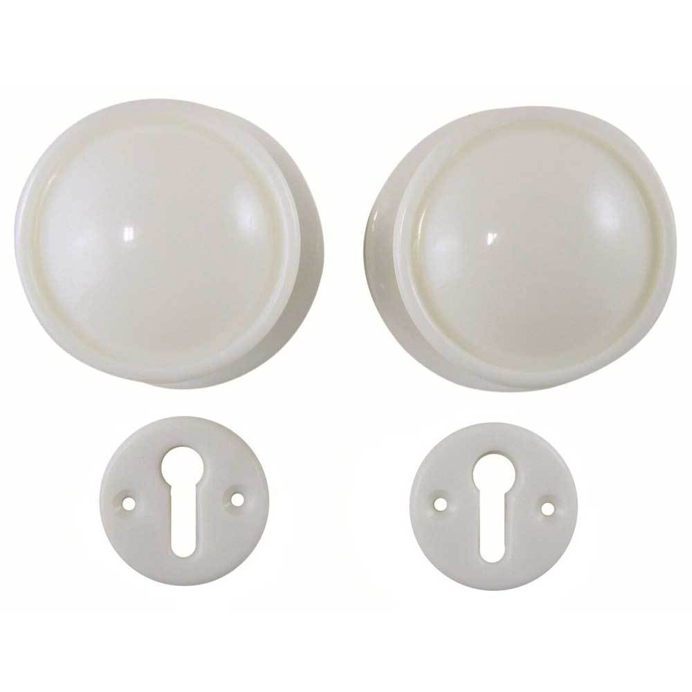 TSS Round Plastic Mortice Sashlock Knob Set White (TSSRKSETPLASW)