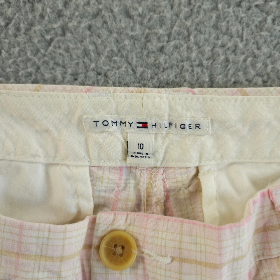 Шорты женские Tommy Hilfiger 10 розовые клетчатые с манжетами карман с клапаном заниженной талией китайские - Изображение 3 из 4