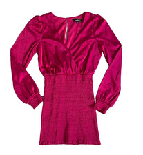 NWT Lulu’s Magenta Satin Smocked Bodycon Mini Dress