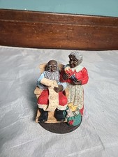 Black Mr. & Mrs. Santa Claus Resin  Figurine-As Is-Chipped In Back at Base 5