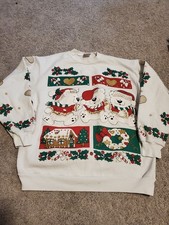 Vintage Holiday Time Teddy Bear Festive Christmas Sweatshirt