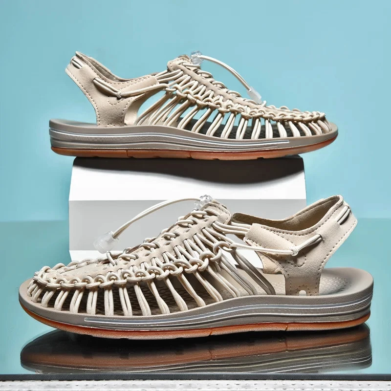 Sandalias de verano para hombre Sandalias de playa de diseño tejido a mano de moda Sandalias para exteriores Foto 2 de 4