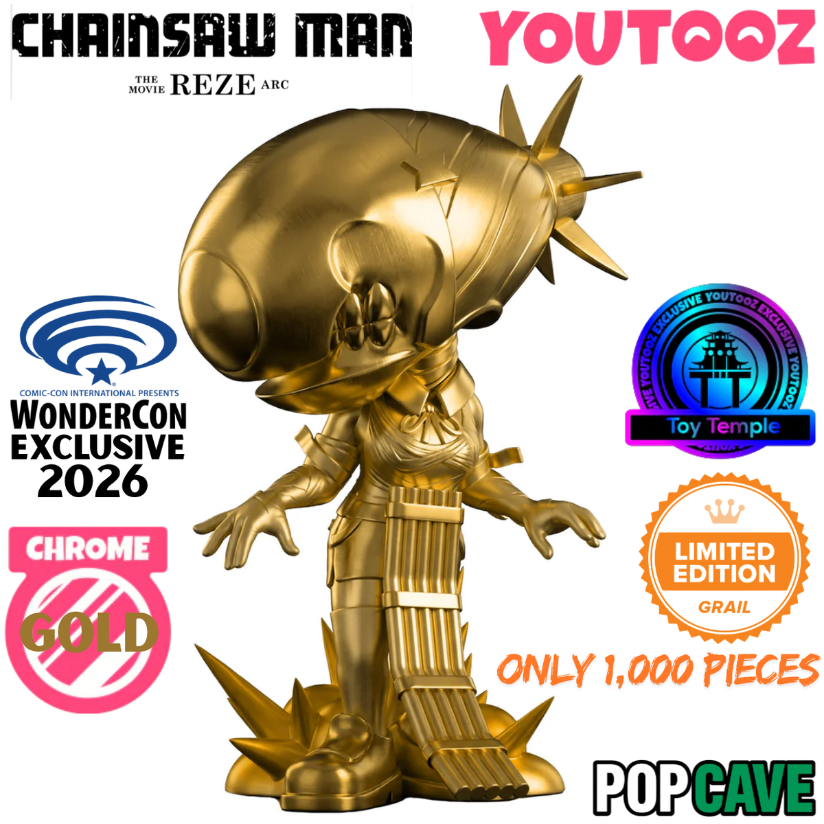 Pop Cave CHAINSAW MAN: BOMB DEVIL Gold Chrome GRAIL (1000 pcs