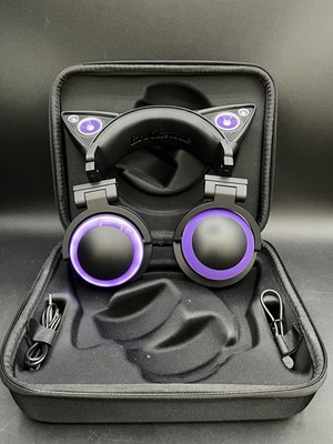 Brookstone AXENT WEAR Cat Ear Headphones PURPLE LED (AS IS) Untested