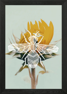 Sonnenblume Wespe gerahmtes Wandbild Poster Leinwanddruck Bild