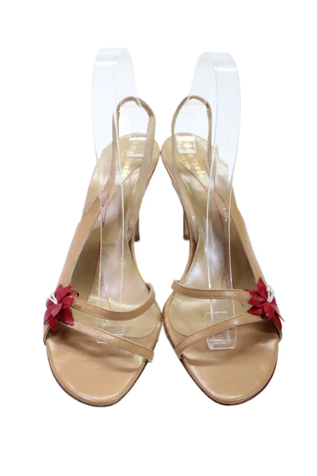 Kate Spade New York Mujer Detalle Floral Tacones Sandalias Zapatos Marrón Talla 9.5M Foto 2 de 4