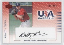 2005 USA Baseball Junior National Team Signatures Black Ink Grant Green Auto 0b0