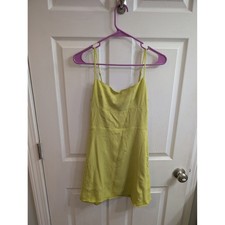 Aritzia Sunday Best Smocked Back Mini Dress Lime Green Spaghetti Strap - Size S