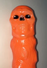Vintage 60s Halloween Orange Skull Plastic Club Bat Baton Clinton Toy Corp 21”