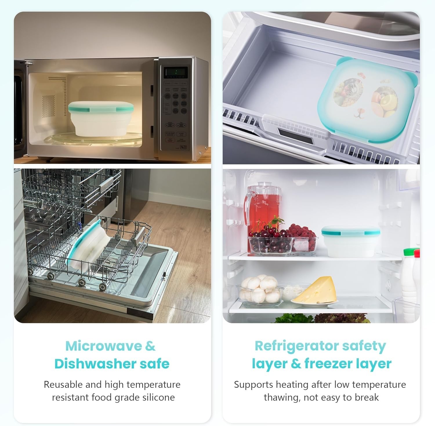 Magnetic Foldable Food Storage Containers Set, Kitchen Stacking Reusable Collaps