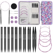 Interchangeable Knitting Needles Set- 9 Pairs Circular Knitting Needles Size ...