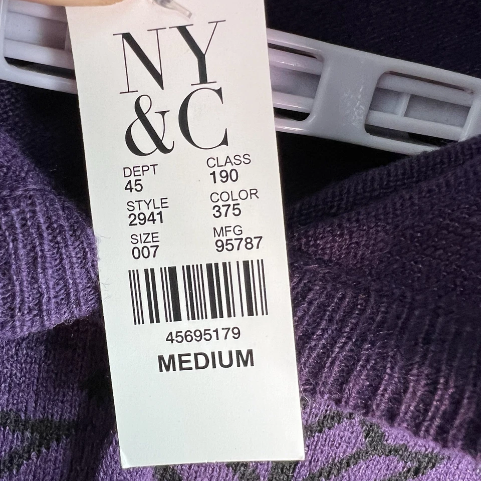 Sudadera pulóver tejida con capucha NY&C para mujer talla M/L púrpura patrón geométrico nueva con etiquetas Foto 4 de 4