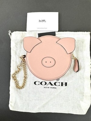 Buy Coach Year of The Pig Pink Leather Round Zip Coin Purse Charm