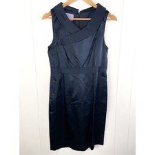 Vera Wang Lavender Label Navy Blue Button Side Business Career Dress Size 6